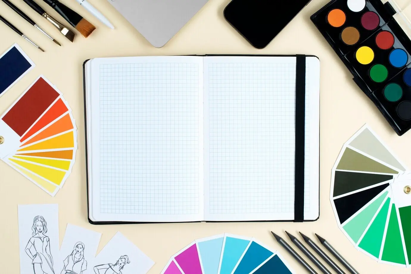 Stillleben eines Büros für Grafikdesign